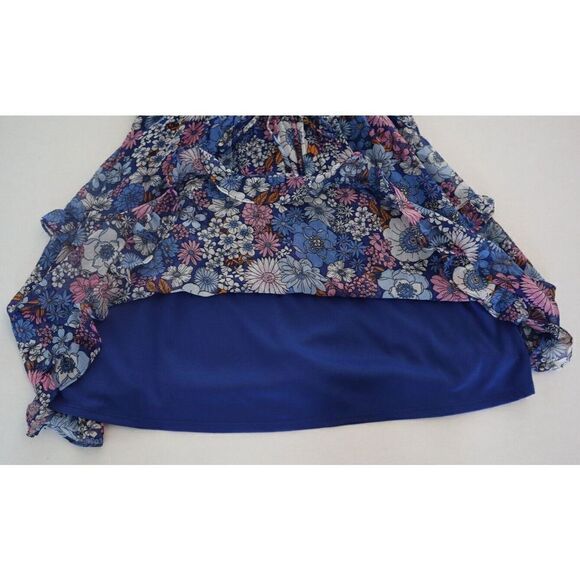 The General Good Women's Sz M Blue Floral Sofia Tiered Spaghetti Strap Dress - Picture 10 of 14